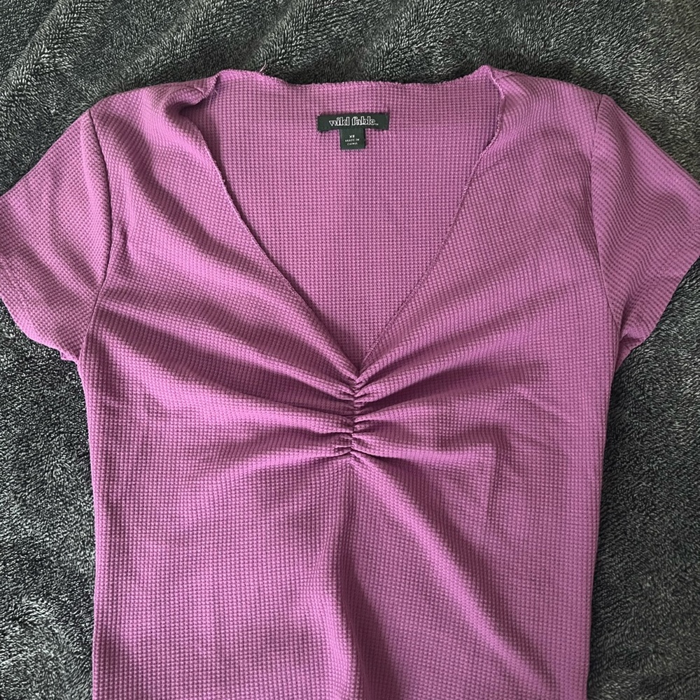 Rutched Purple Wildfable crop top